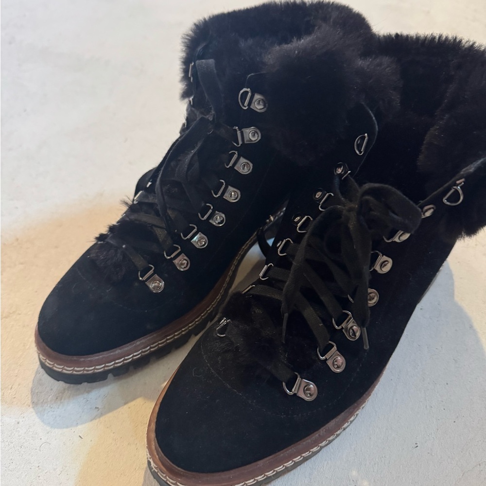 Kate Spade Black Fur-Trimmed Winter Boots